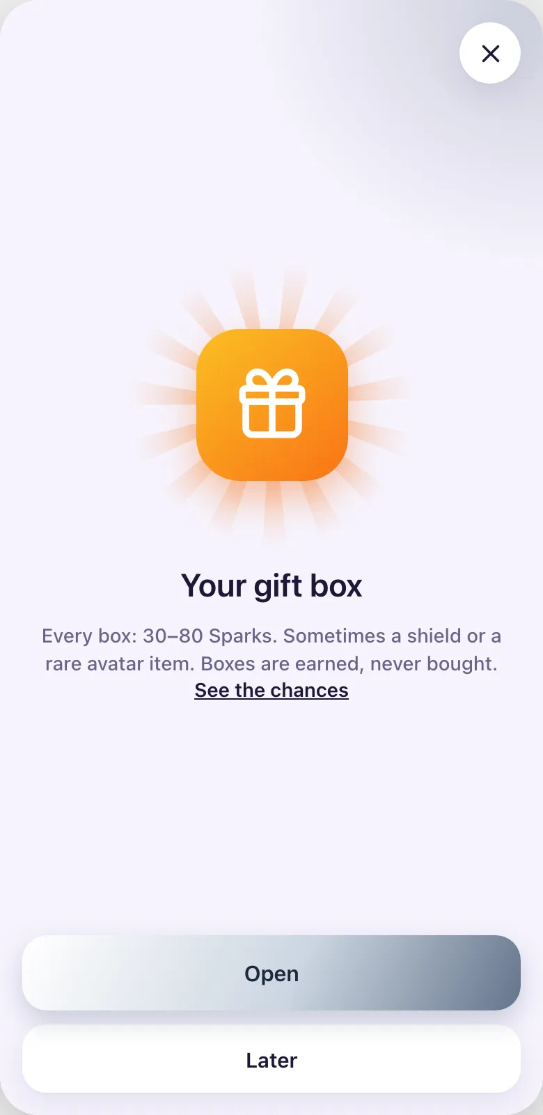 A gift box at the end of a stage.