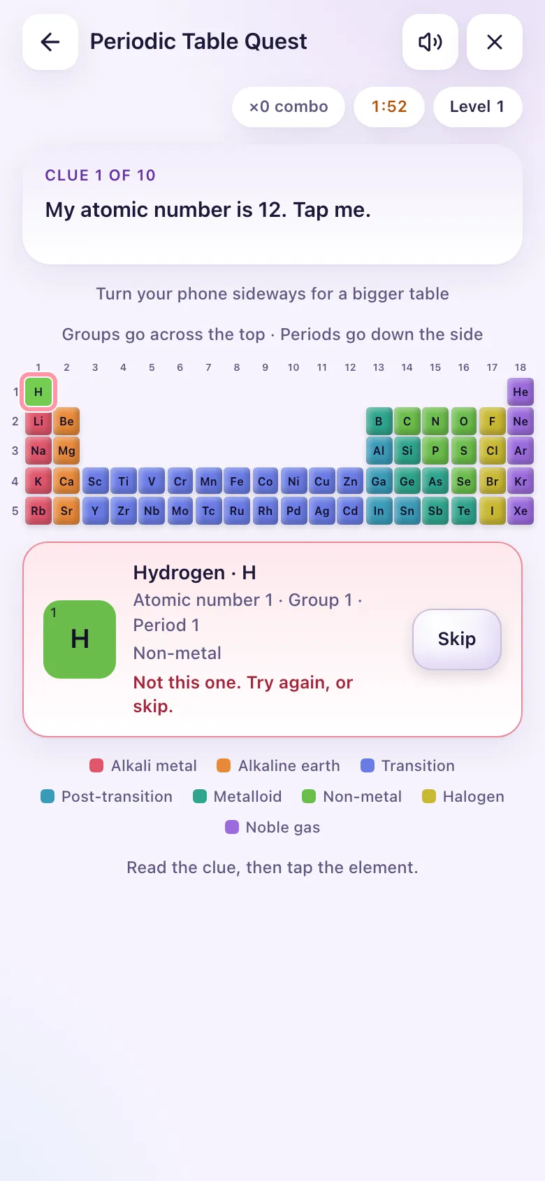The answer card after a tap.