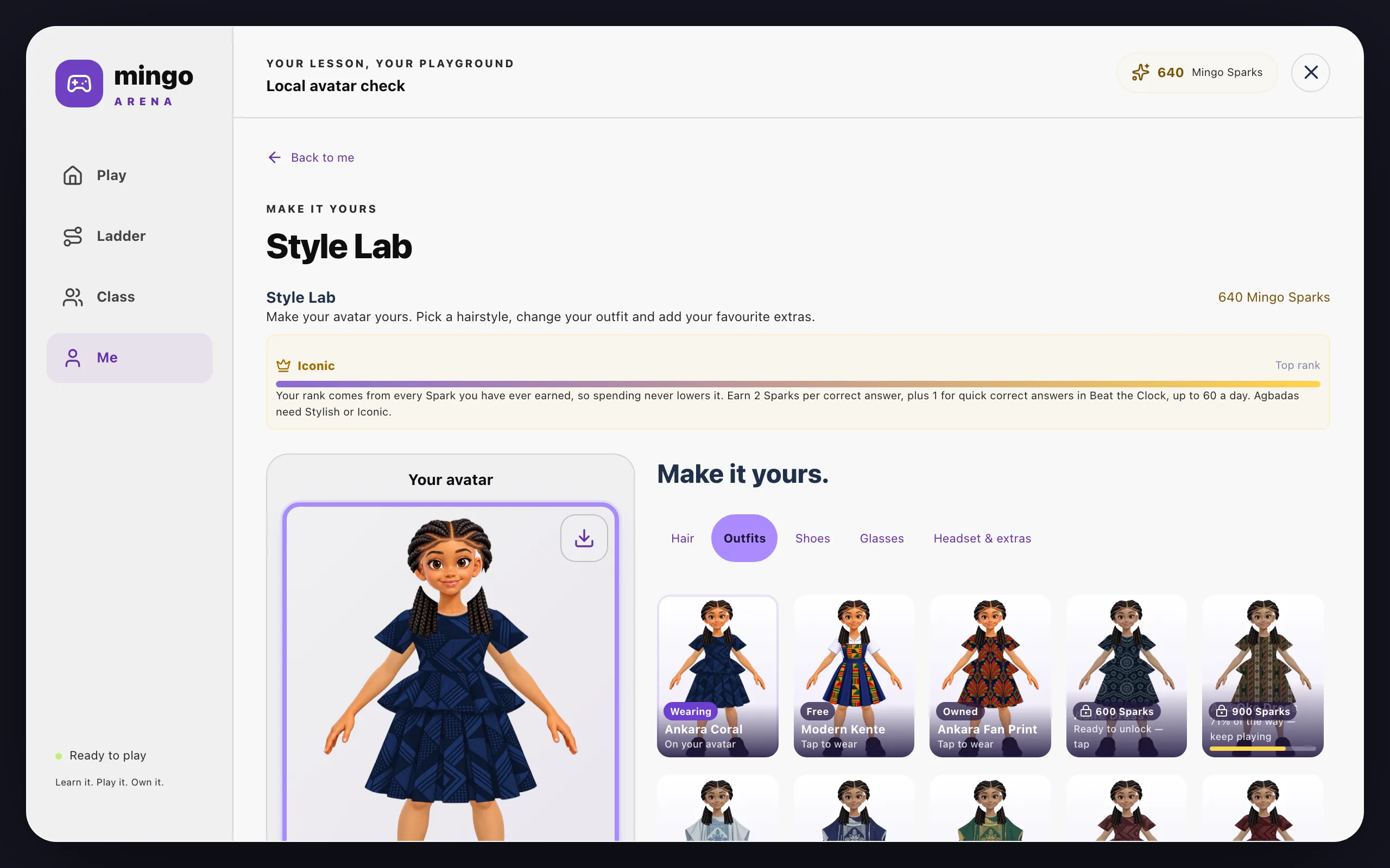 The Style Lab on a computer: your avatar on the left, the wardrobe on the right.